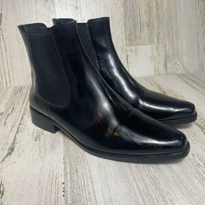 Jeffrey Campbell Marloe Chelsea Boots Glossy Faux‎ Leather Black size 5
